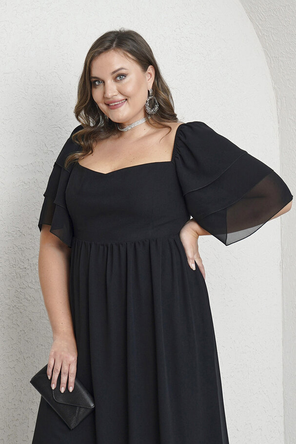 SWEETHEART NECK CHIFFON DRESS