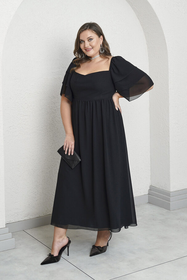 SWEETHEART NECK CHIFFON DRESS