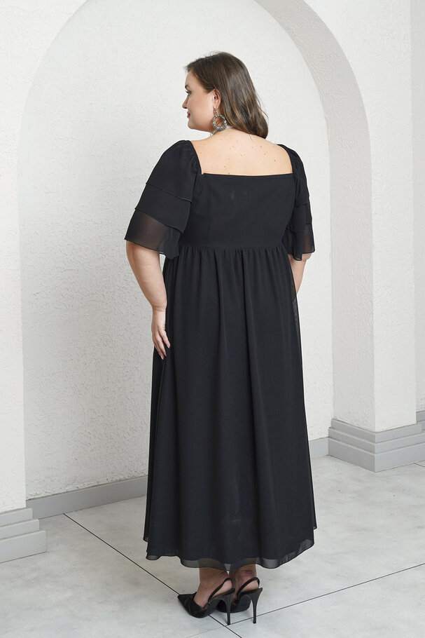 SWEETHEART NECK CHIFFON DRESS