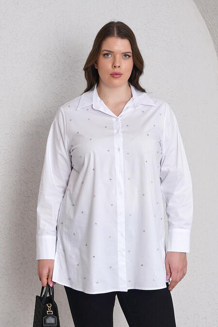 54318 - TAŞ İŞLEMELİ PAMUK GÖMLEK