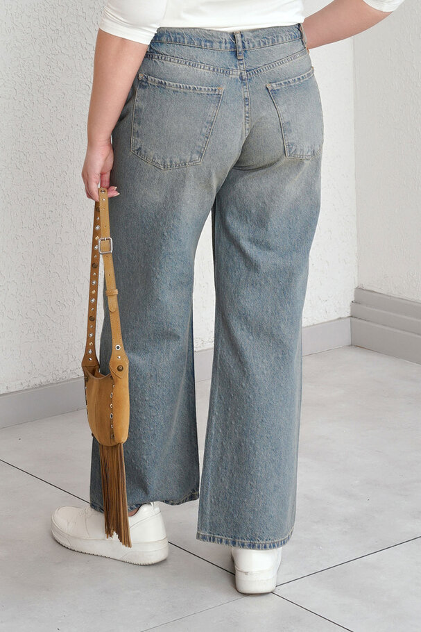 TAŞ BASKILI DÜZ KESİM JEAN 