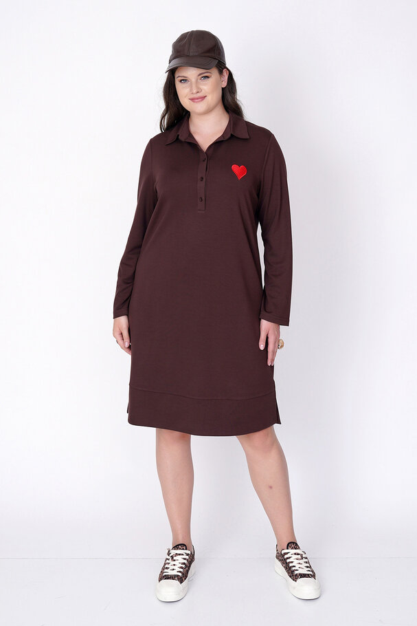 TENCEL KNIT DRESS WITH HEART EMBROIDERY