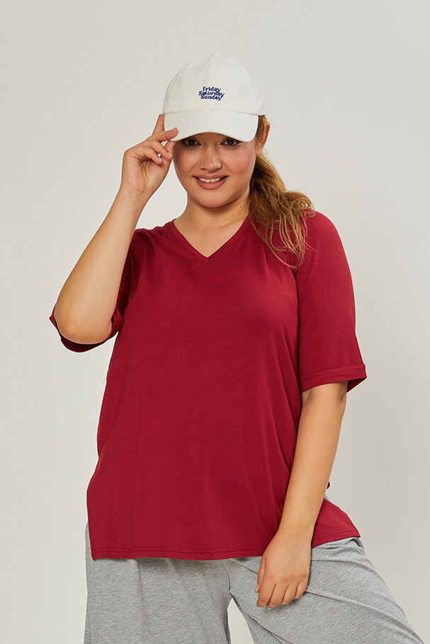 V-NECK CASTING VISCOSE LYCRA T-SHIRT