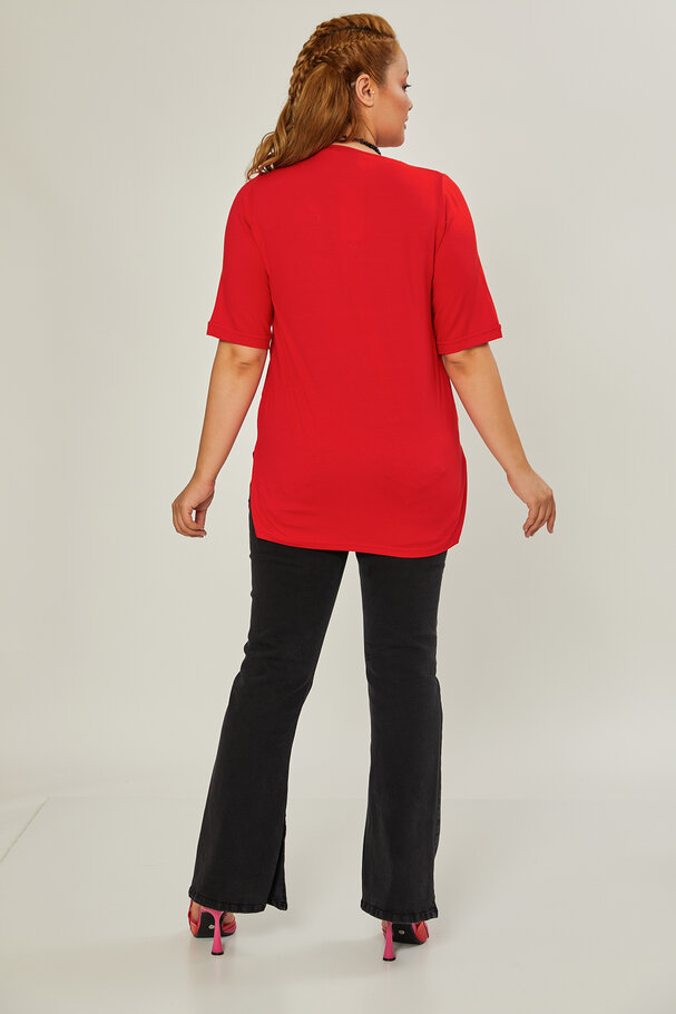 V-NECK CASTING VISCOSE LYCRA T-SHIRT