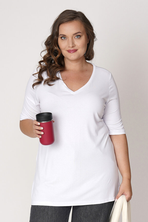 V-NECK CASTING VISCOSE LYCRA T-SHIRT