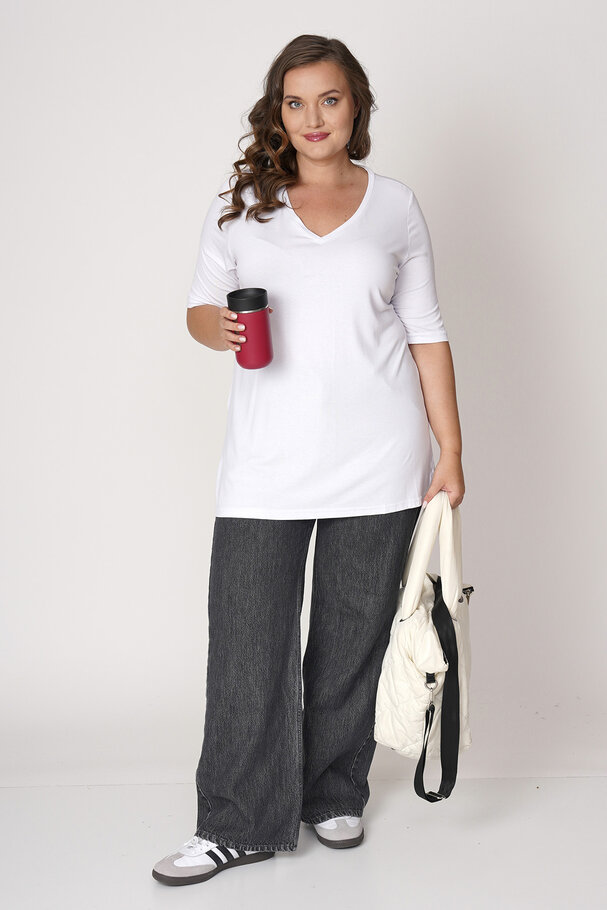 V-NECK CASTING VISCOSE LYCRA T-SHIRT