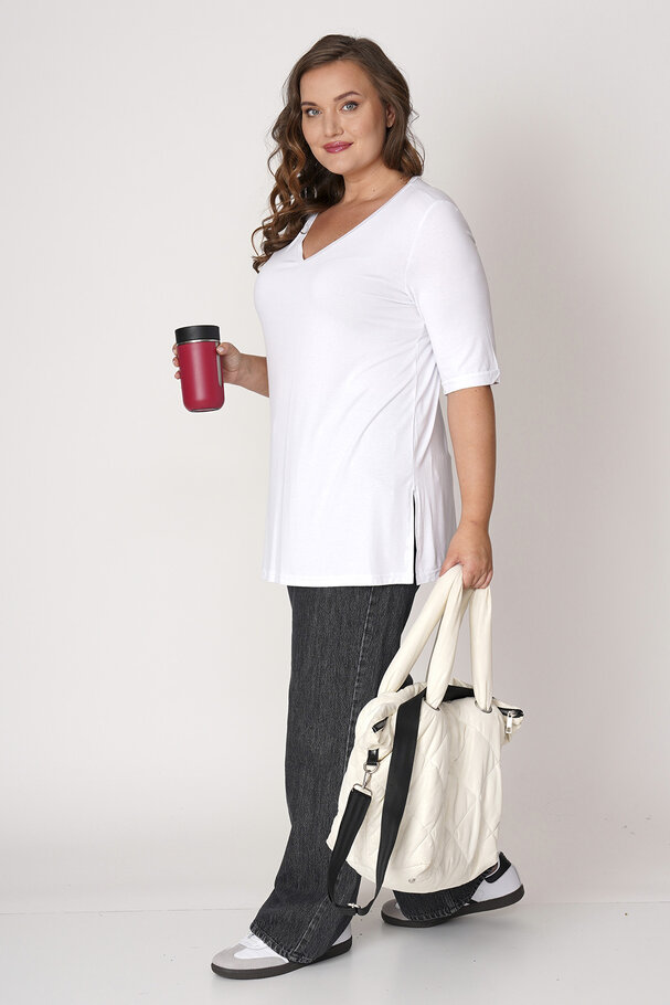 V-NECK CASTING VISCOSE LYCRA T-SHIRT