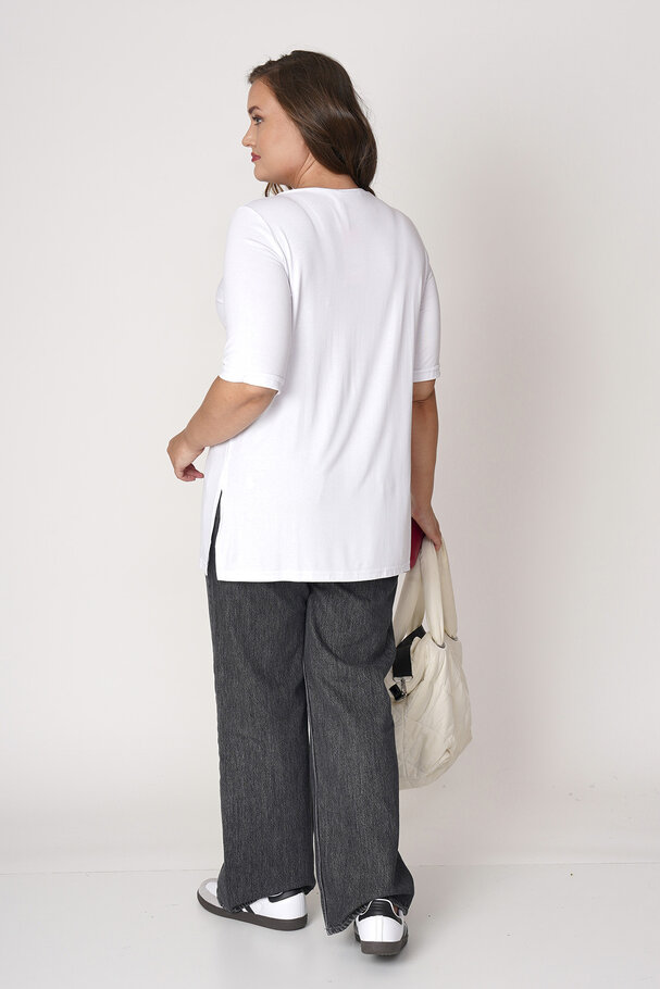 V-NECK CASTING VISCOSE LYCRA T-SHIRT