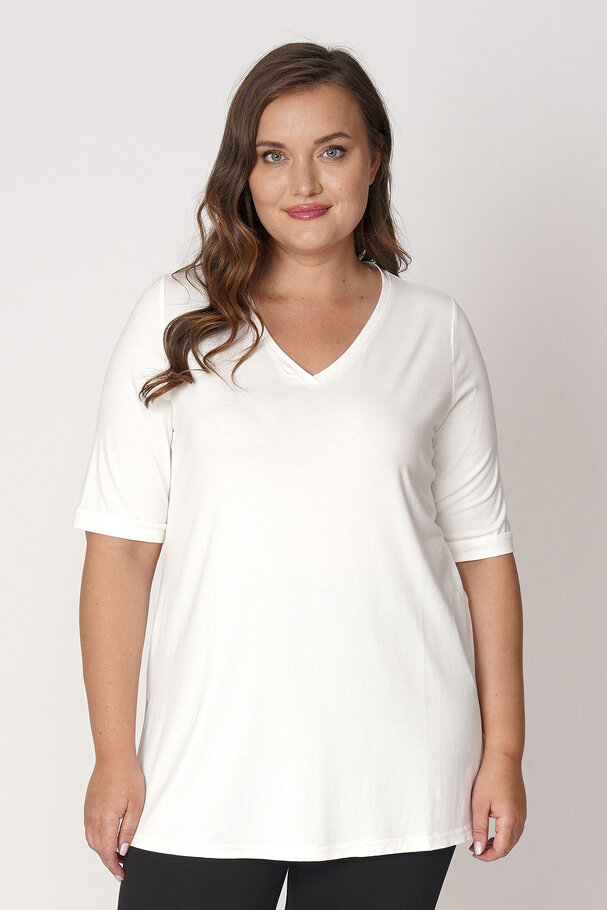V-NECK CASTING VISCOSE LYCRA T-SHIRT