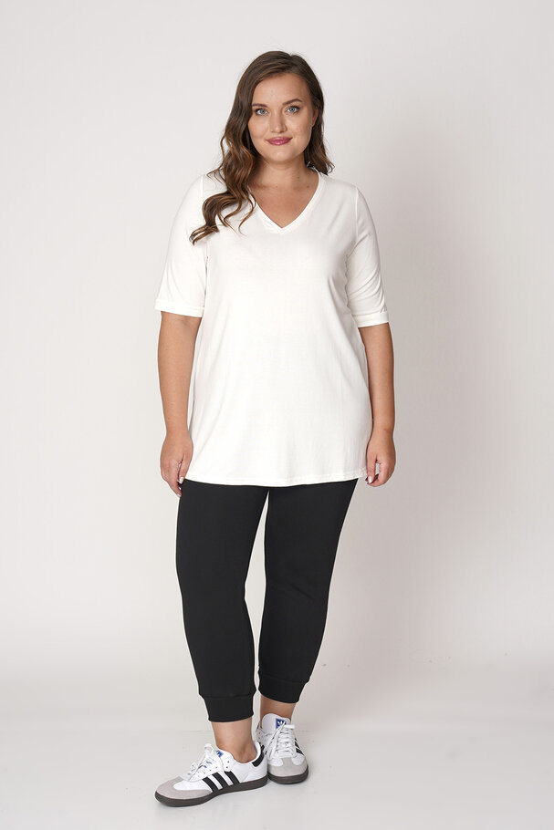 V-NECK CASTING VISCOSE LYCRA T-SHIRT