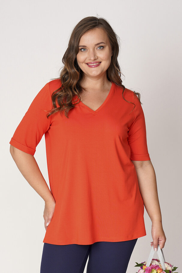 V-NECK CASTING VISCOSE LYCRA T-SHIRT