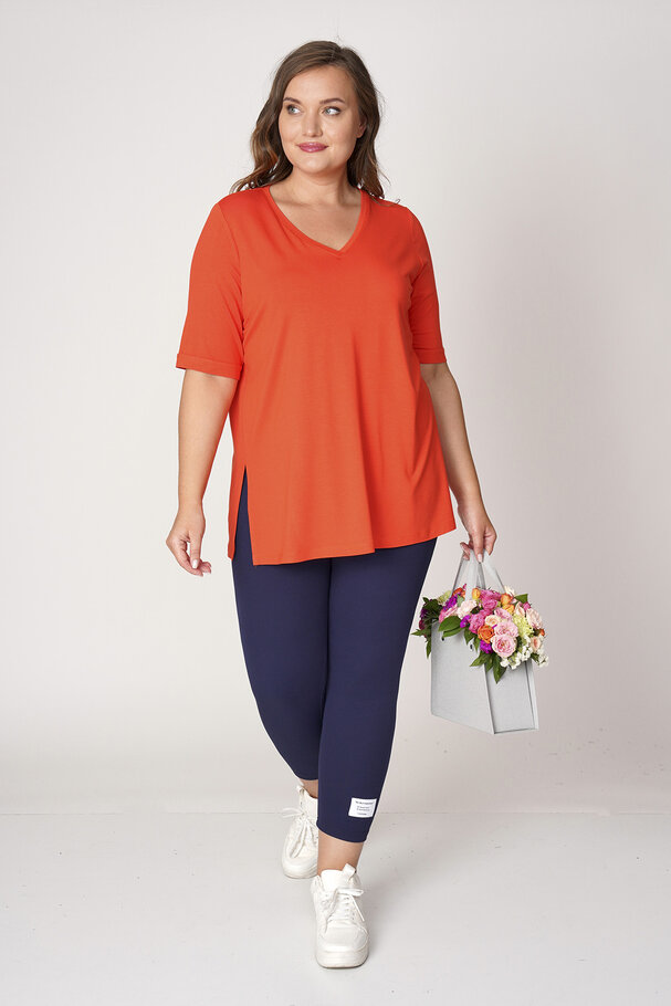 V-NECK CASTING VISCOSE LYCRA T-SHIRT