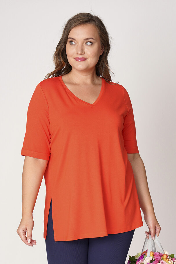 V-NECK CASTING VISCOSE LYCRA T-SHIRT