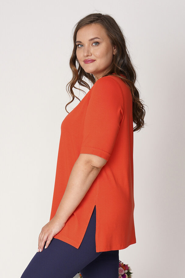 V-NECK CASTING VISCOSE LYCRA T-SHIRT