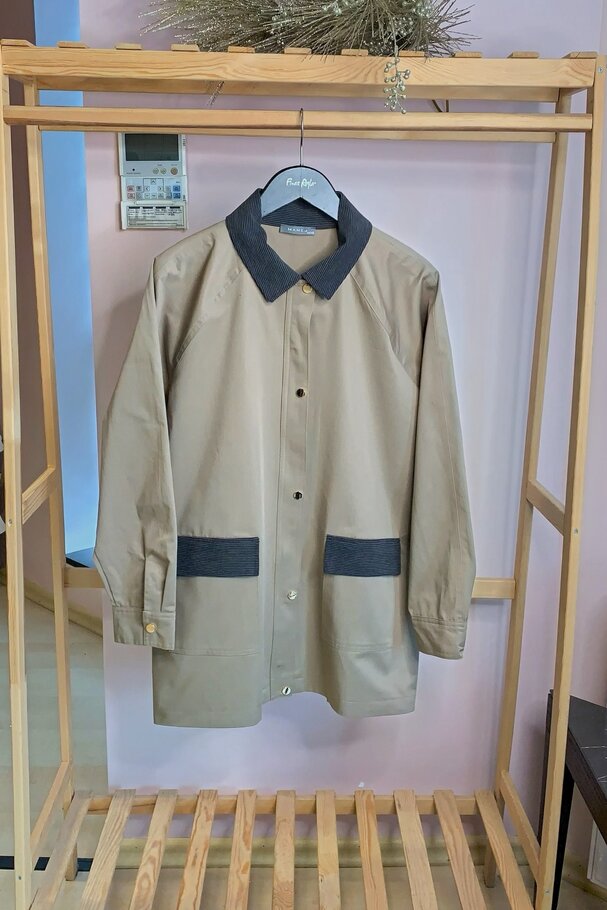 VELVET DETAILED TRENCH COAT