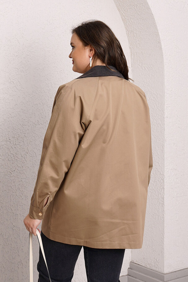 VELVET DETAILED TRENCH COAT