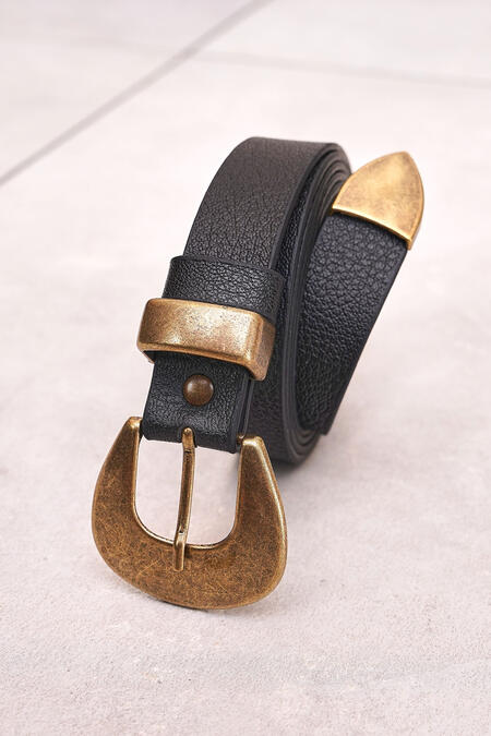  - VINTAGE METAL BUCKLE FAUX LEATHER BELT (1)