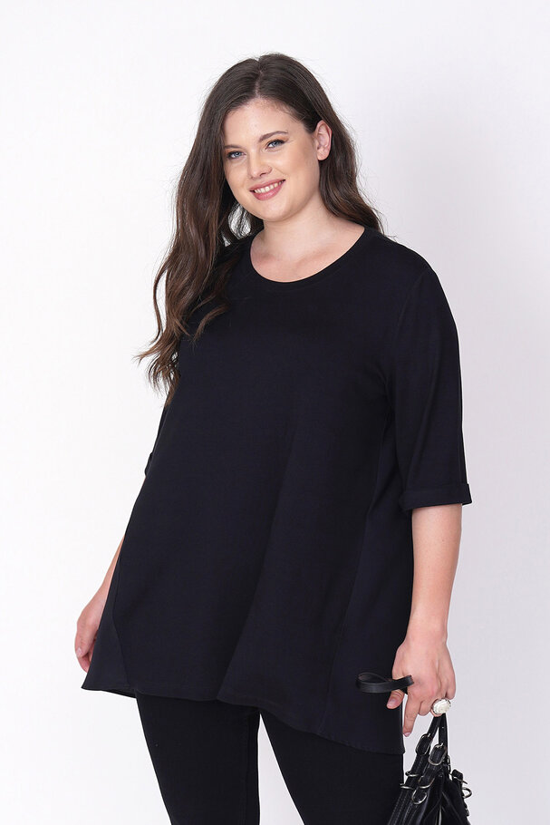 VISCOSE T-SHIRT WITH SATIN BACK DETAIL