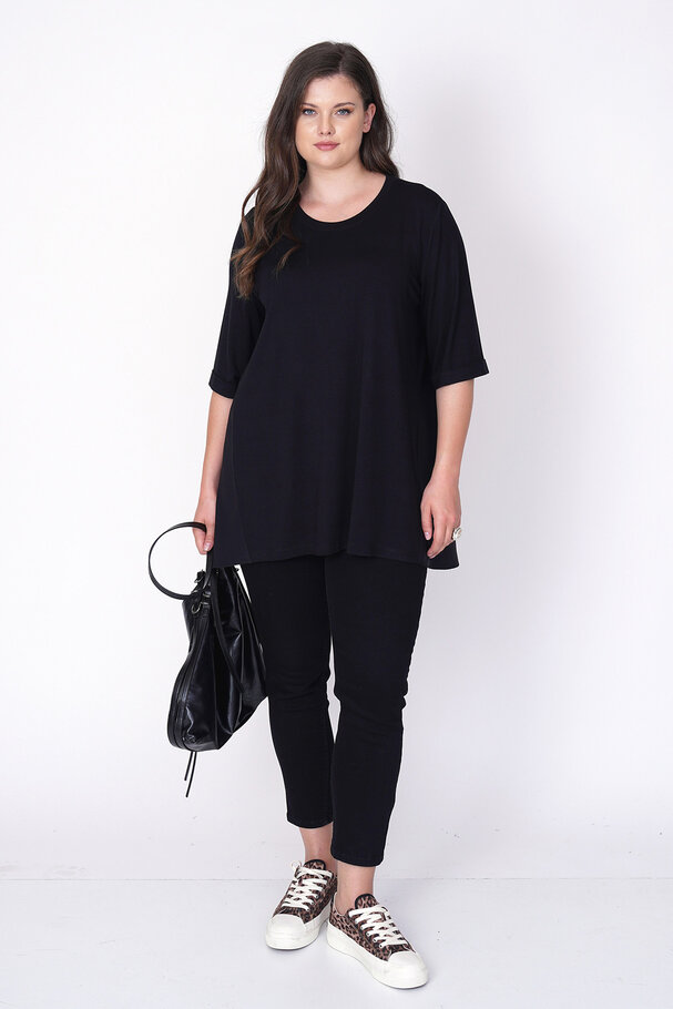 VISCOSE T-SHIRT WITH SATIN BACK DETAIL