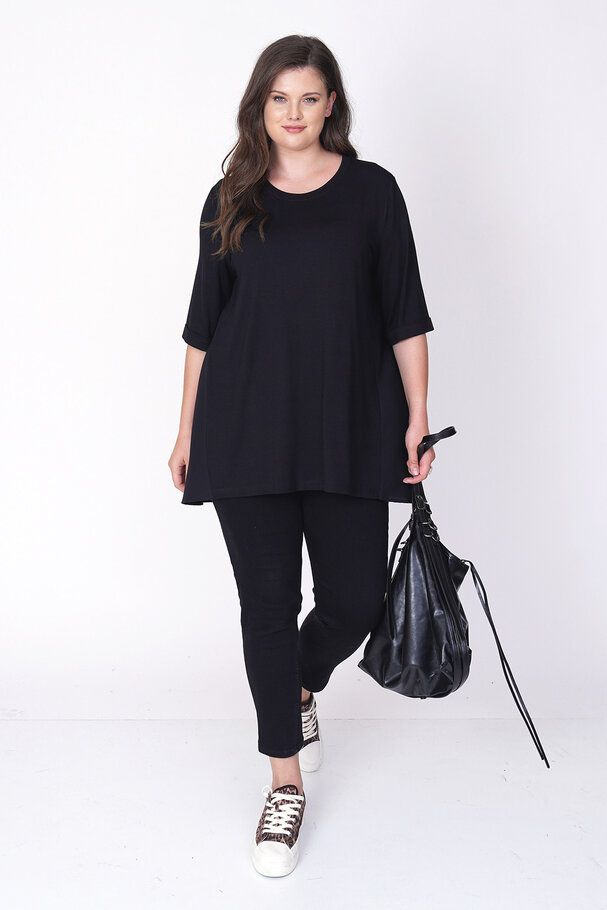 VISCOSE T-SHIRT WITH SATIN BACK DETAIL