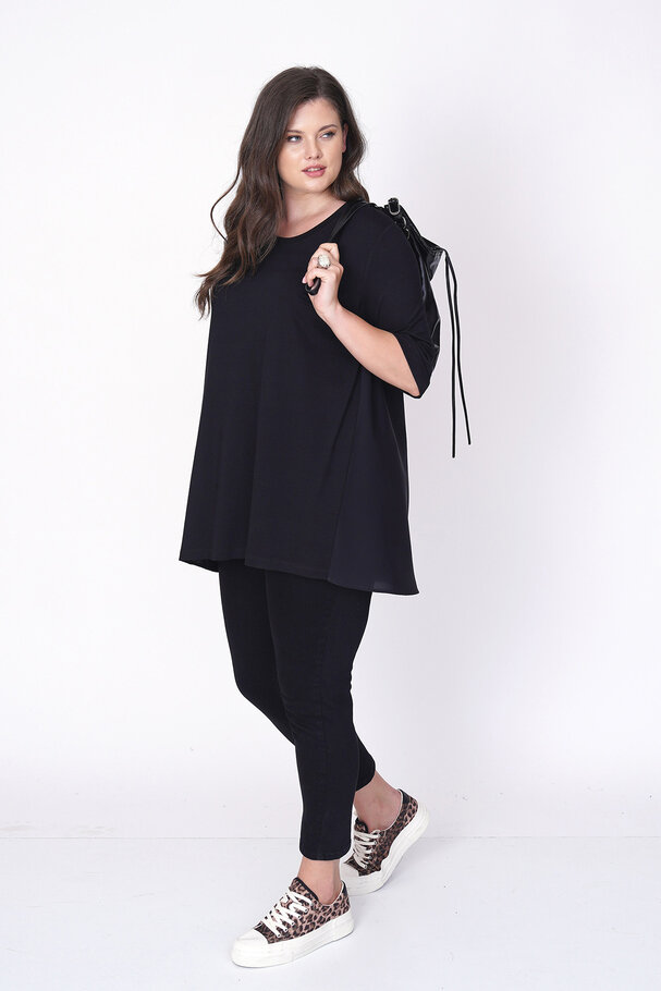 VISCOSE T-SHIRT WITH SATIN BACK DETAIL