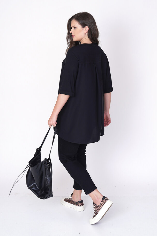 VISCOSE T-SHIRT WITH SATIN BACK DETAIL