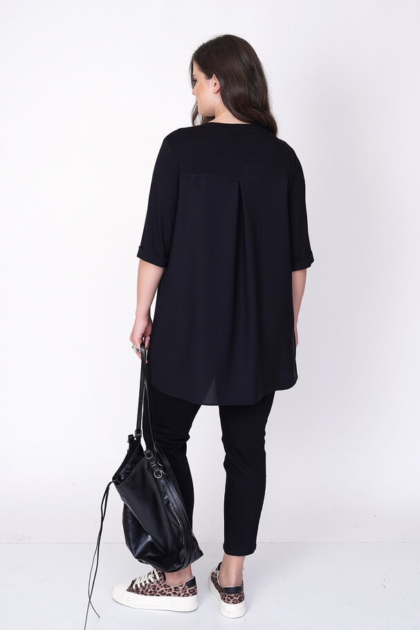 VISCOSE T-SHIRT WITH SATIN BACK DETAIL
