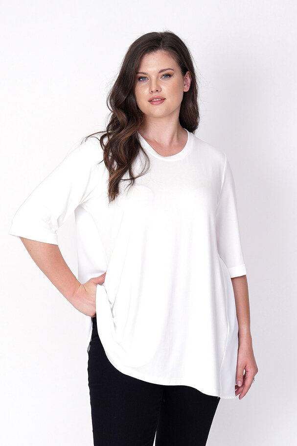 VISCOSE T-SHIRT WITH SATIN BACK DETAIL