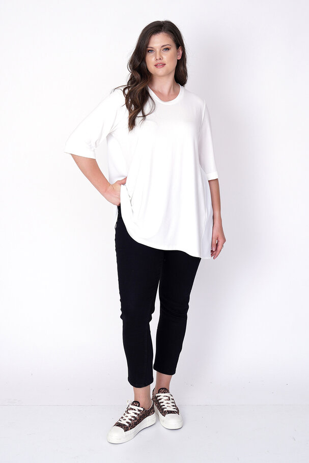 VISCOSE T-SHIRT WITH SATIN BACK DETAIL