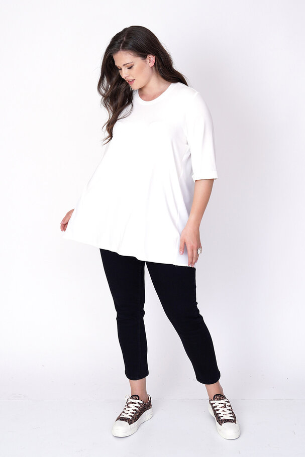VISCOSE T-SHIRT WITH SATIN BACK DETAIL