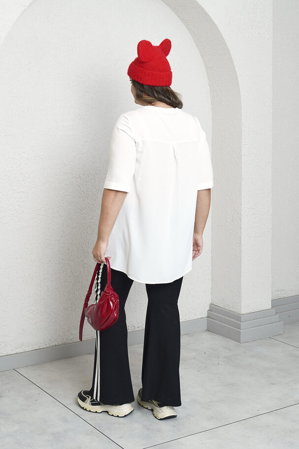VISCOSE T-SHIRT WITH SATIN BACK DETAIL
