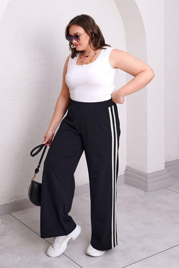 WIDE LEG TROUSERS WITH SIDE STRIPES