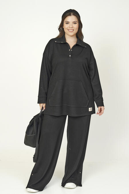 Büyük Moda - YAKASI ÇITÇIT DETAYLI MODAL SWEATSHIRT (1)