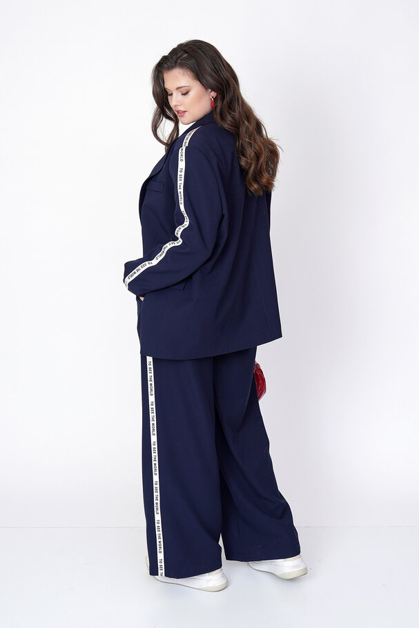 YANI ŞERİTLİ GENİŞ PAÇA PANTOLON