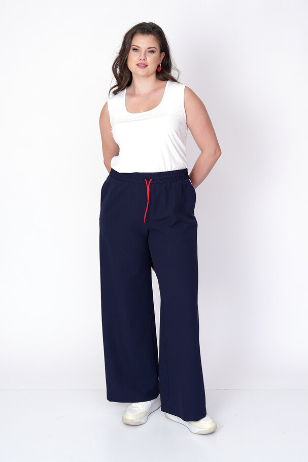 YANI ŞERİTLİ GENİŞ PAÇA PANTOLON