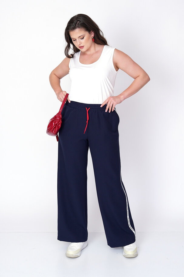 YANI ŞERİTLİ GENİŞ PAÇA PANTOLON