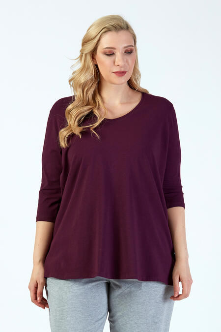 yarim kol v yaka basic tisort buyuk beden yeni sezon buyukmoda com