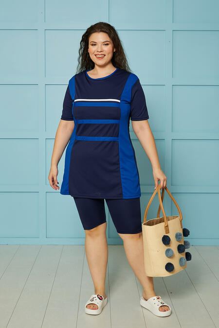 53166 - YARIM KOL YAN BİYELİ YARI TESETTÜR MAYO