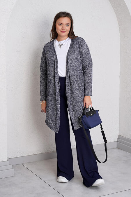 54381 - YUMUŞAK ÖRME ASİMETRİK TRİKO HIRKA